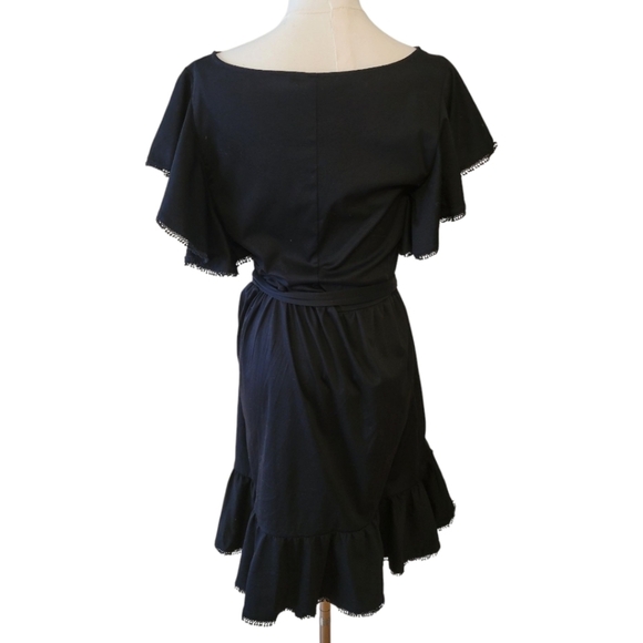 Ann Taylor Black Cotton Ruffle Dress Size Medium - Picture 5 of 6